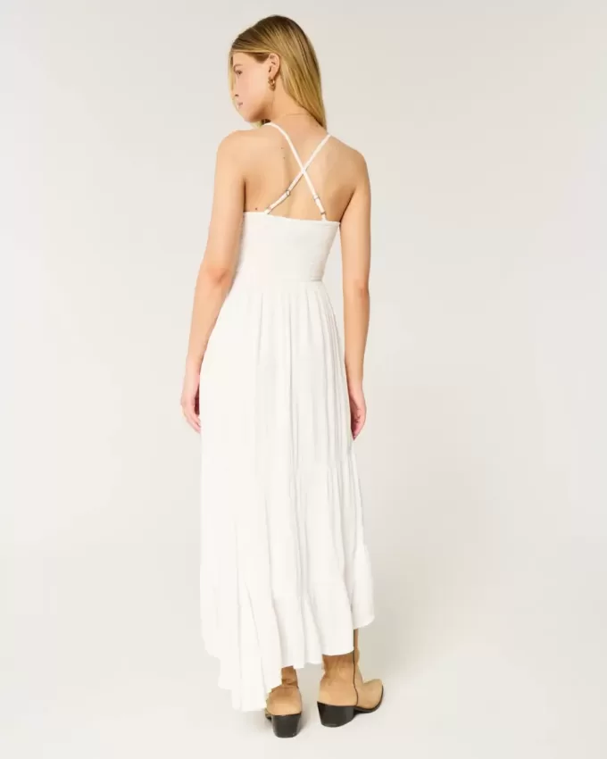 Maxikleid im Häkelstil aus gemischtem Stoff Maxikleid im Häkelstil aus gemischtem Stoff