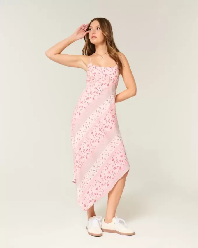 Midikleid mit asymmetrischem Saum