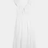 Midikleid mit Flatterärmeln und Doppelschnürung