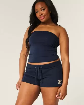 Mini-Fleece-Shorts mit Bärengrafik