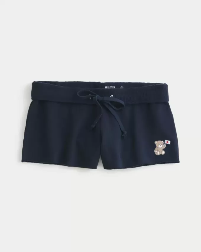Mini-Fleece-Shorts mit Bärengrafik Mini-Fleece-Shorts mit Bärengrafik
