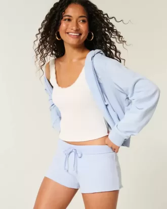 Mini-Fleece-Shorts mit Spitzengrafik