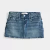 Mini-Skort aus besticktem Denim in mittlerer Waschung Mini-Skort aus besticktem Denim in mittlerer Waschung
