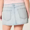 Mini-Skort aus Denim mit heller Waschung und Schnürsenkeln Mini-Skort aus Denim mit heller Waschung und Schnürsenkeln