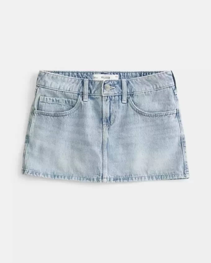 Mini-Skort aus hell gewaschenem Denim