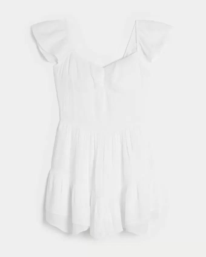 Mini-Skortkleid mit Flatterärmeln und Pin-Up-Brust