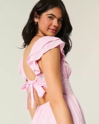 Minikleid mit Flatterärmeln und V-Taille