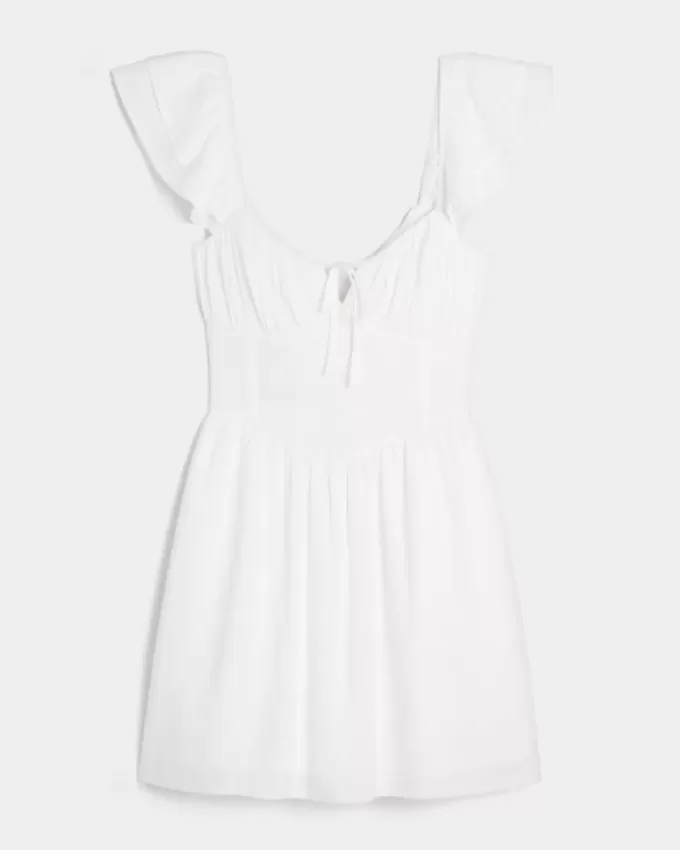 Minikleid mit Flatterärmeln und V-Taille Minikleid mit Flatterärmeln und V-Taille