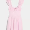 Minikleid mit Flatterärmeln und V-Taille Minikleid mit Flatterärmeln und V-Taille