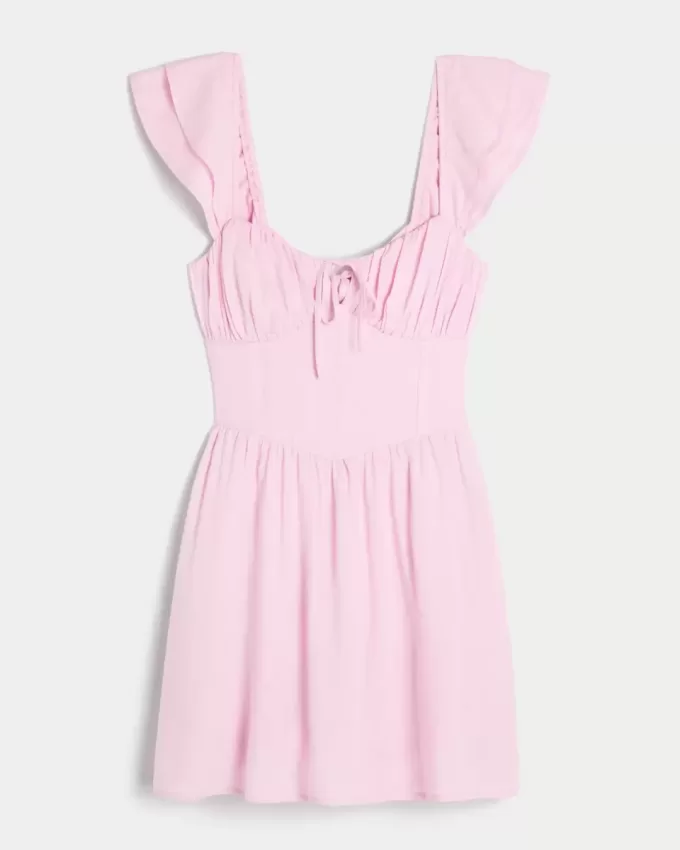 Minikleid mit Flatterärmeln und V-Taille Minikleid mit Flatterärmeln und V-Taille