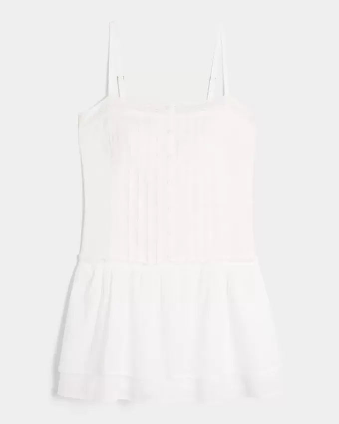 Minikleid mit Spitzenbesatz