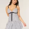 Minikleid mit V-Ausschnitt und Bubble-Muster