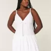 Minikleid mit V-Ausschnitt und Bubble-Muster