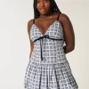 Minikleid mit V-Ausschnitt und Bubble-Muster