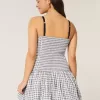 Minikleid mit V-Ausschnitt und Bubble-Muster
