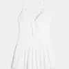 Minikleid mit V-Ausschnitt und Bubble-Muster