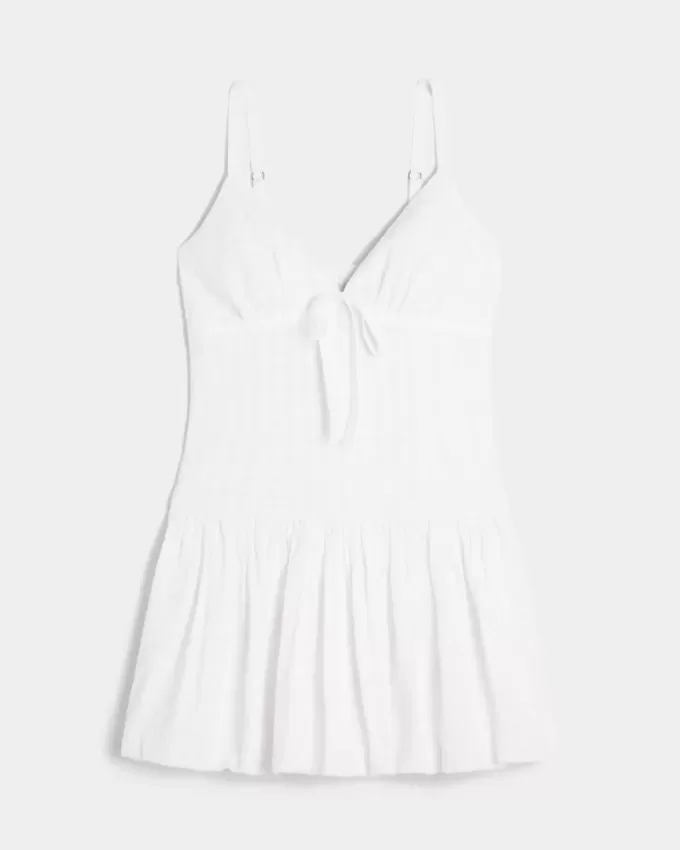 Minikleid mit V-Ausschnitt und Bubble-Muster