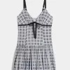 Minikleid mit V-Ausschnitt und Bubble-Muster