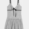 Minikleid mit V-Ausschnitt und Bubble-Muster
