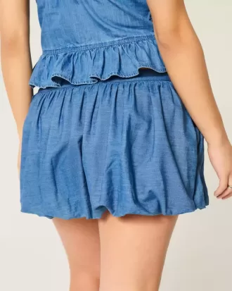 Minirock aus Denim mit Blasenmuster