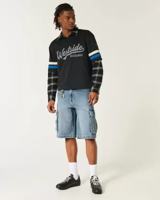 Mittel gewaschene Super Baggy-Cargo-Shorts aus Denim