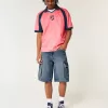 Mittel gewaschene Super Baggy-Cargo-Shorts aus Denim Mittel gewaschene Super Baggy-Cargo-Shorts aus Denim