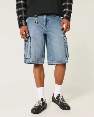 Mittel gewaschene Super Baggy-Cargo-Shorts aus Denim