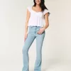 Mittelhohe Bootcut-Jeans in heller Waschung Mittelhohe Bootcut-Jeans in heller Waschung