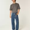 Mittelwaschbare Skater-Baggy-Jeans mit Sterngrafik