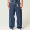 Mittelwaschbare Skater-Baggy-Jeans mit Sterngrafik