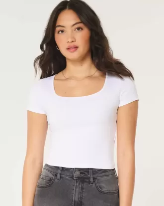 Nahtloses Baby-T-Shirt aus Stoff mit quadratischem Ausschnitt