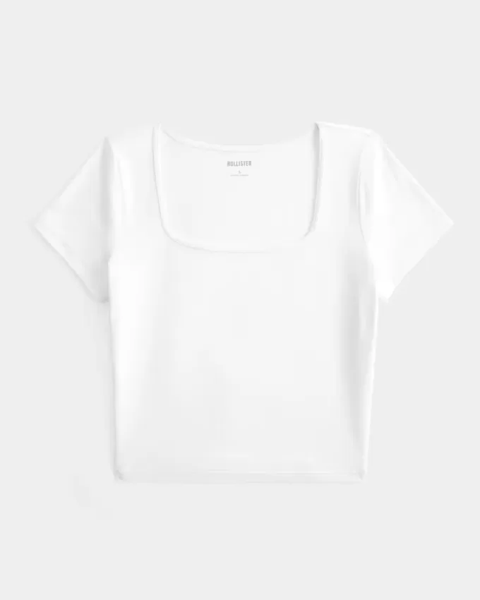 Nahtloses Baby-T-Shirt aus Stoff mit quadratischem Ausschnitt Nahtloses Baby-T-Shirt aus Stoff mit quadratischem Ausschnitt