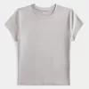 Weiches, nahtloses Longline-Baby-T-Shirt aus elastischem Stoff