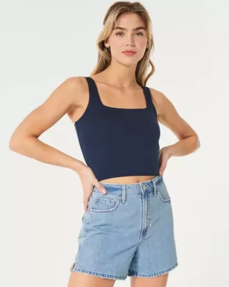 Nahtloses Tanktop aus Stoff mit quadratischem Ausschnitt