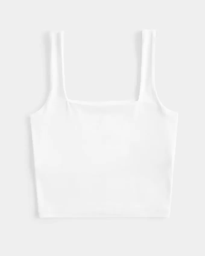 Nahtloses Tanktop aus Stoff mit quadratischem Ausschnitt Nahtloses Tanktop aus Stoff mit quadratischem Ausschnitt