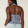 Neckholder-Bluse mit Kragen