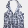 Neckholder-Bluse mit Kragen