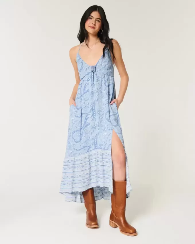 Neckholder-Maxikleid mit asymmetrischem Saum