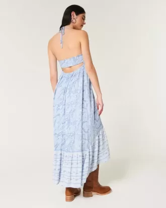 Neckholder-Maxikleid mit asymmetrischem Saum
