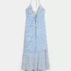 Neckholder-Maxikleid mit asymmetrischem Saum