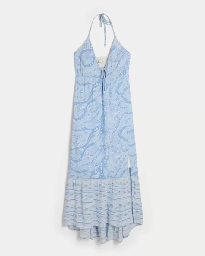 Neckholder-Maxikleid mit asymmetrischem Saum