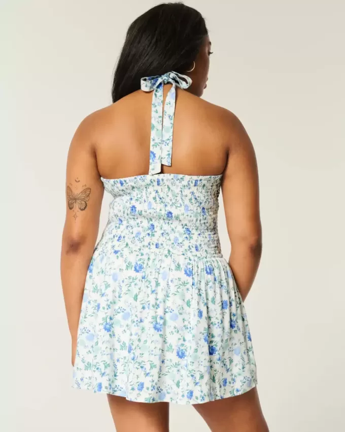 Neckholder-Minikleid mit tiefer Taille