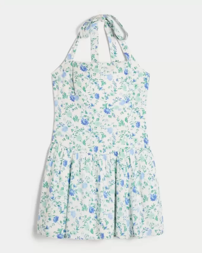Neckholder-Minikleid mit tiefer Taille