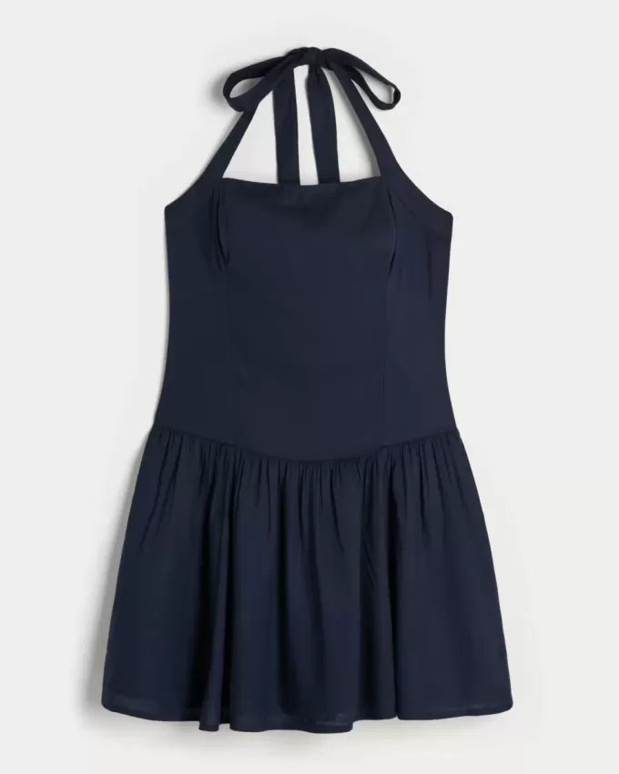 Neckholder-Minikleid mit tiefer Taille Neckholder-Minikleid mit tiefer Taille