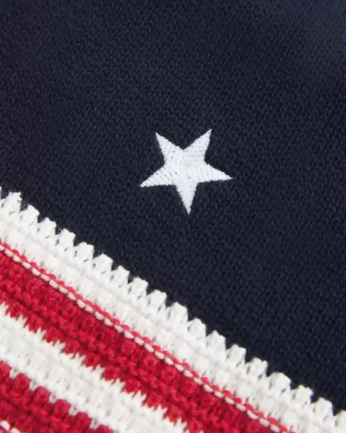 Neckholder-Top im Häkelstil mit amerikanischem Flaggenmuster