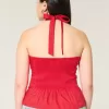 Neckholder-Top mit Plissierung und offenem Rücken