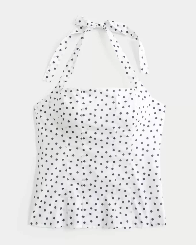 Neckholder-Top mit Plissierung und offenem Rücken