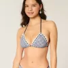 Neckholder-Triangel-Bikinioberteil mit Häkelbesatz