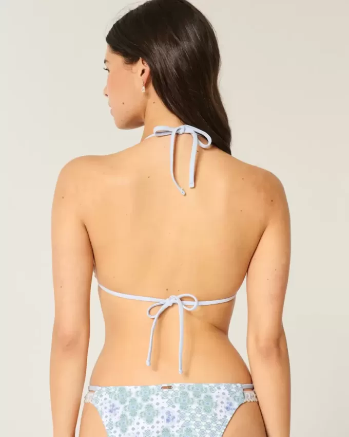 Neckholder-Triangel-Bikinioberteil mit Häkelbesatz