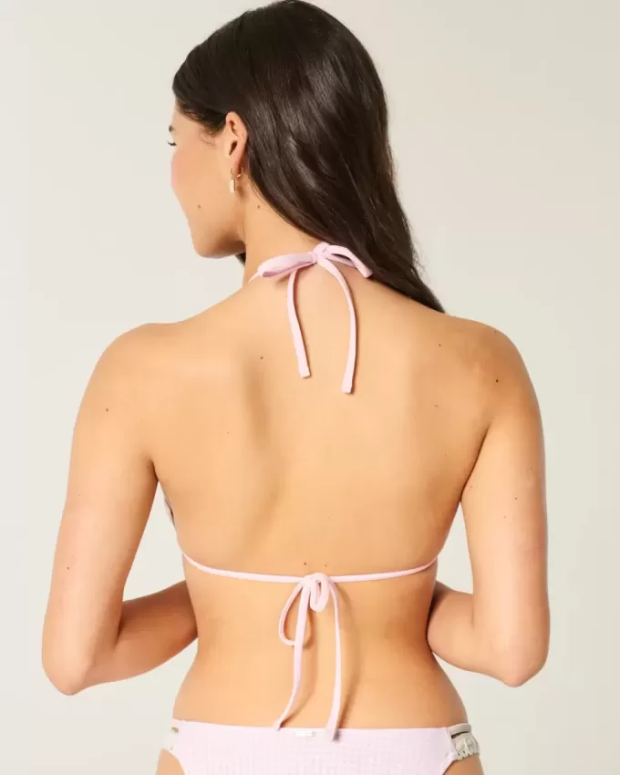 Neckholder-Triangel-Bikinioberteil mit Häkelbesatz